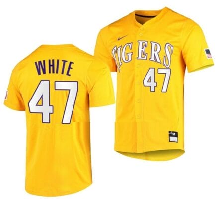 Tommy White Jersey Lsu Tigers Baseball NCAA College Vapor Untouchable Elite Gold #47 6 Tommy White Jersey Lsu Tigers Baseball NCAA College Vapor Untouchable Elite Gold #47
