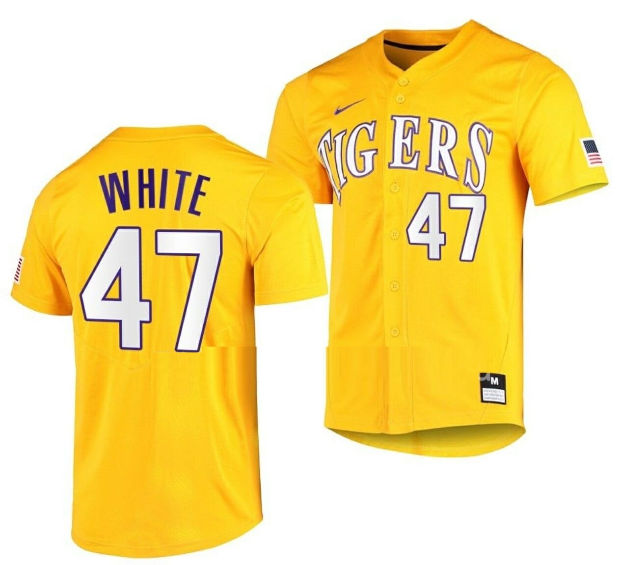 Tommy White Jersey Lsu Tigers Baseball NCAA College Vapor Untouchable Elite Gold #47 1 Tommy White Jersey Lsu Tigers Baseball NCAA College Vapor Untouchable Elite Gold #47