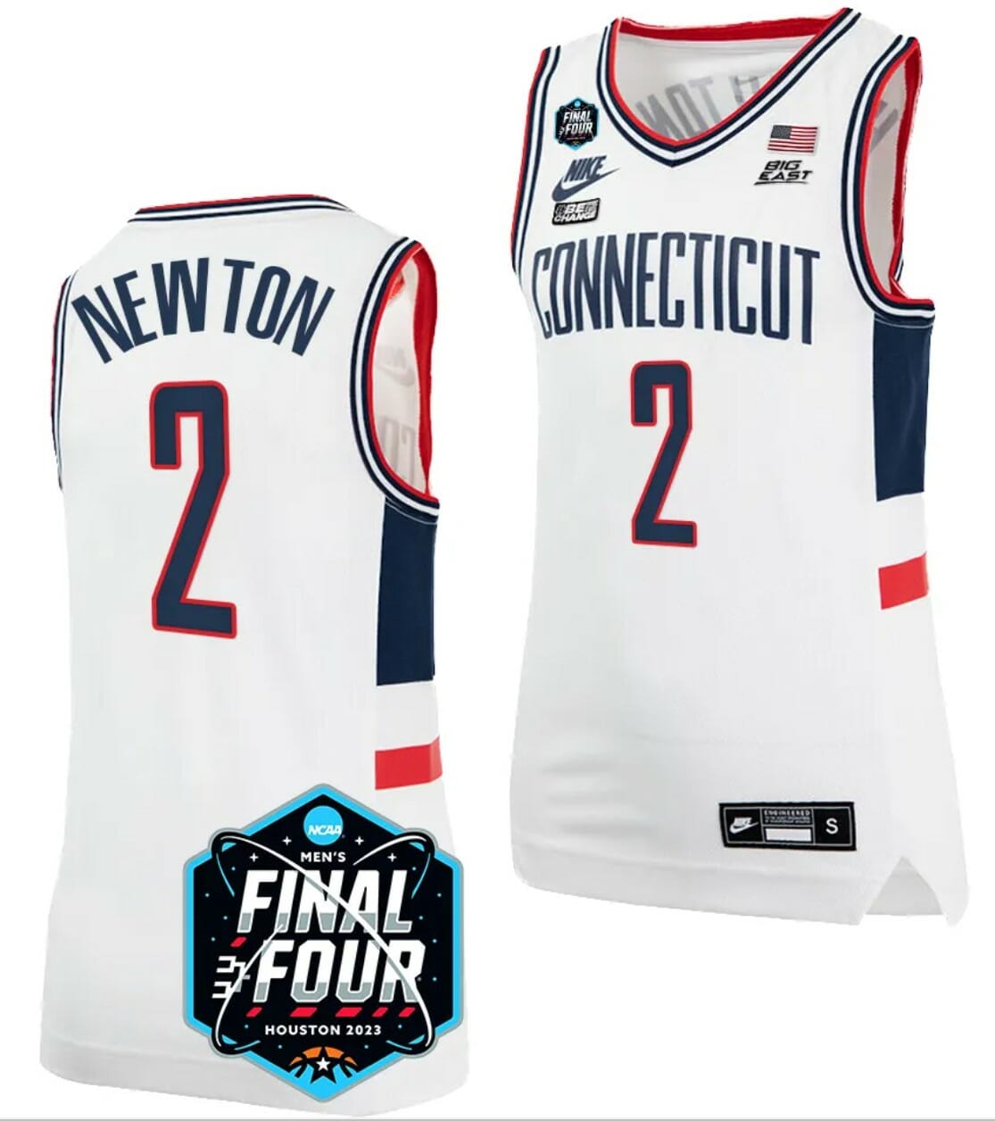 Tristen Newton Jersey UConn Huskies 2023 NCAA National Championship March Madness White #2 1 Tristen Newton Jersey UConn Huskies 2023 NCAA National Championship March Madness White #2