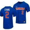 Ty Evans Jersey Florida Gators College Baseball Full-Button Royal #2 2 Ty Evans Jersey Florida Gators College Baseball Full-Button Royal #2