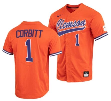 Tyler Corbitt Jersey Clemson Tigers College Baseball Orange Full-Button #1