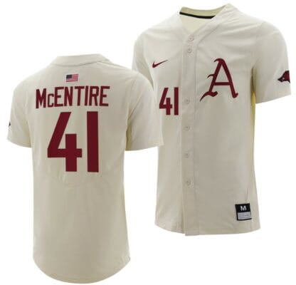 Will McEntire Jersey Arkansas Razorbacks College Baseball Full-Button Natural #41