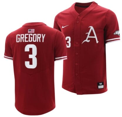 Zack Gregory Jersey Arkansas Razorbacks College Baseball Cardinal #3