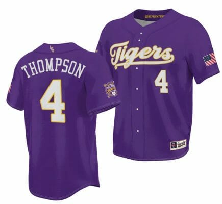 2023 College World Series Champions Jordan Thompson Jersey LSU Tigers NCAA Baseball Purple #4