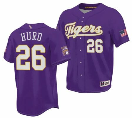 2023 College World Series Champions Thatcher Hurd Jersey LSU Tigers NCAA Baseball Purple #26 6 2023 College World Series Champions Thatcher Hurd Jersey LSU Tigers NCAA Baseball Purple #26