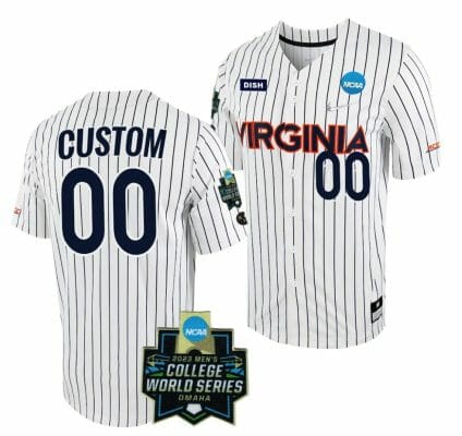 2023 College World Series Custom Virginia Cavaliers Jersey Name and Number NCAA Baseball White Navy #00
