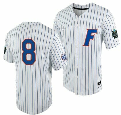 Brandon Sproat Jersey Florida Gators #8 White Royal 2023 College World Series NCAA Baseball