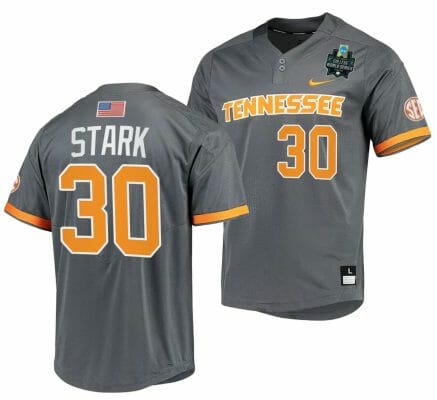 Cal Stark Jersey Tennessee Volunteers #30 Gray 2023 NCAA Baseball College World Series OMAHA 8