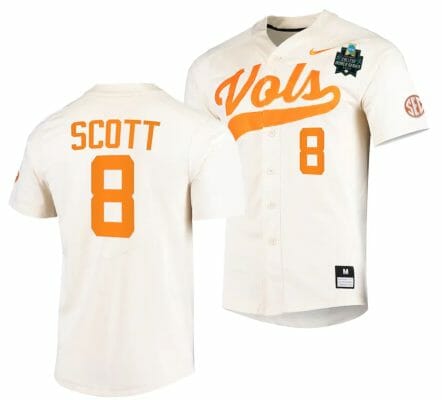 Christian Scott Jersey Tennessee Volunteers #8 Natural 2023 NCAA Baseball College World Series OMAHA 8