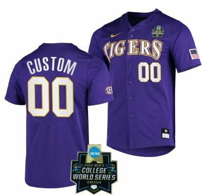 Custom LSU Tigers Baseball Jersey Name and Number NCAA 2023 College World Series Purple #00