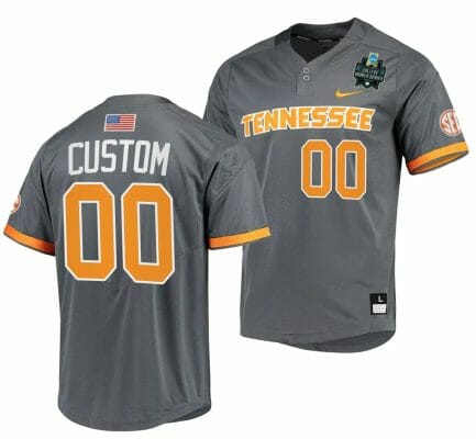 Custom Tennessee Volunteers Jersey Name and Number 2023 NCAA Baseball College World Series Gray #00 OMAHA 8
