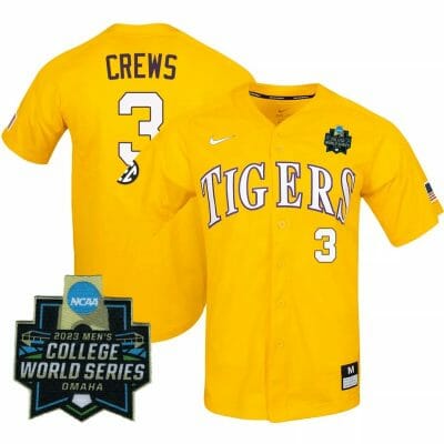 Dylan Crews Jersey 2023 World Series LSU Tigers Baseball NCAA College Yellow Alumni #3