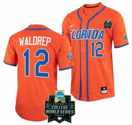 Hurston Waldrep Jersey Florida Gators #12 Orange NCAA 2023 College World Series Baseball
