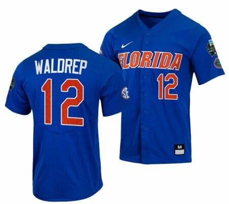Hurston Waldrep Jersey Florida Gators 2023 College World Series Royal #12 NCAA Baseball