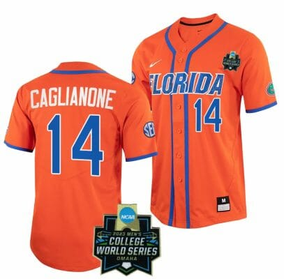 Jac Caglianone Jersey Florida Gators #14 Orange NCAA 2023 College World Series Baseball