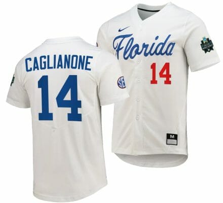 Jac Caglianone Jersey Florida Gators 2023 College World Series White #14 Replica NCAA Baseball