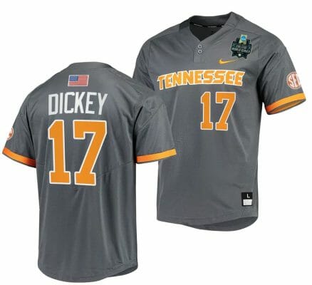 Jared Dickey Jersey Tennessee Volunteers #17 Gray 2023 NCAA Baseball College World Series OMAHA 8