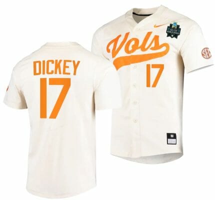Jared Dickey Jersey Tennessee Volunteers #17 Natural 2023 NCAA Baseball College World Series OMAHA 8