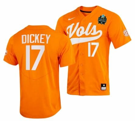 Jared Dickey Jersey Tennessee Volunteers #17 Orange 2023 NCAA Baseball College World Series OMAHA 8