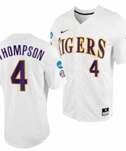 Jordan Thompson Jersey LSU Tigers #4 White 2023 College World Series NCAA Baseball