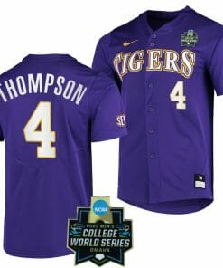 LSU Tigers Baseball Jordan Thompson Jersey NCAA 2023 College World Series Purple #4