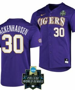 LSU Tigers Baseball Nate Ackenhausen Jersey NCAA 2023 College World Series Purple #30