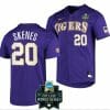 LSU Tigers Baseball Paul Skenes Jersey NCAA 2023 College World Series Purple #20 3 LSU Tigers Baseball Paul Skenes Jersey NCAA 2023 College World Series Purple #20