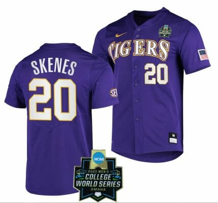 LSU Tigers Baseball Paul Skenes Jersey NCAA 2023 College World Series Purple #20