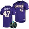 LSU Tigers Baseball Tommy White Jersey NCAA 2023 College World Series Purple #47