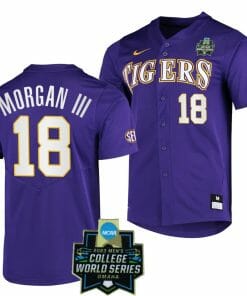 LSU Tigers Baseball Tre Morgan Jersey NCAA 2023 College World Series Purple #18
