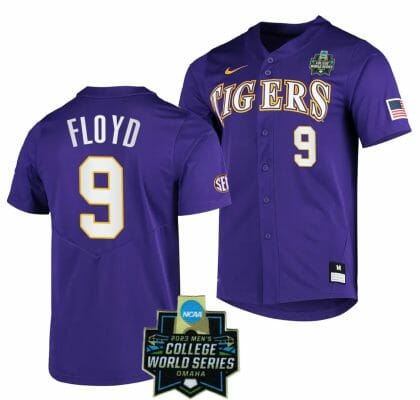LSU Tigers Baseball Ty Floyd Jersey NCAA 2023 College World Series Purple #9