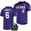 LSU Tigers Brayden Jobert Jersey NCAA 2023 College World Series Purple Baseball #6 3 LSU Tigers Brayden Jobert Jersey NCAA 2023 College World Series Purple Baseball #6