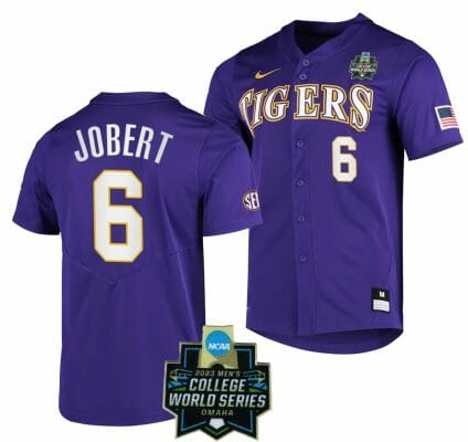 LSU Tigers Brayden Jobert Jersey NCAA 2023 College World Series Purple Baseball #6