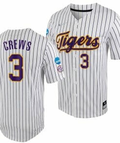 LSU Tigers Dylan Crews Jersey 2023 College World Series White Purple #3 NCAA Baseball