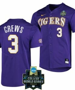 LSU Tigers Dylan Crews Jersey NCAA 2023 College World Series Purple Baseball #3