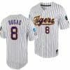 LSU Tigers Gavin Dugas Jersey 2023 College World Series White Purple #8 NCAA Baseball 3 LSU Tigers Gavin Dugas Jersey 2023 College World Series White Purple #8 NCAA Baseball