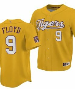 LSU Tigers NCAA Baseball Ty Floyd Jersey 2023 College World Series Champions Gold #9