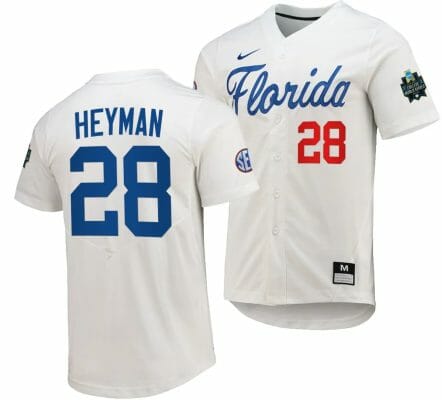 Luke Heyman Jersey Florida Gators 2023 College World Series White #28 Replica NCAA Baseball