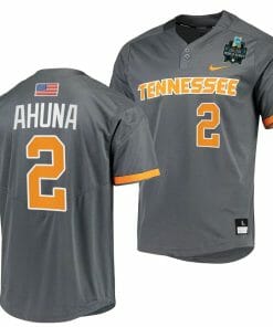 Maui Ahuna Jersey Tennessee Volunteers #2 Gray 2023 NCAA Baseball College World Series OMAHA 8