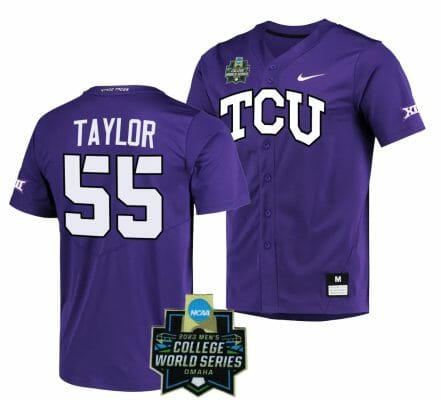 NCAA 2023 College World Series Brayden Taylor Jersey TCU Horned Frogs Baseball Purple #55