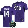 NCAA 2023 College World Series Karson Bowen Jersey TCU Horned Frogs Baseball Purple #14 5 NCAA 2023 College World Series Karson Bowen Jersey TCU Horned Frogs Baseball Purple #14