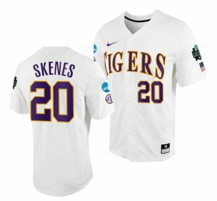 Paul Skenes Jersey LSU Tigers #20 White 2023 College World Series NCAA Baseball 6 Paul Skenes Jersey LSU Tigers #20 White 2023 College World Series NCAA Baseball