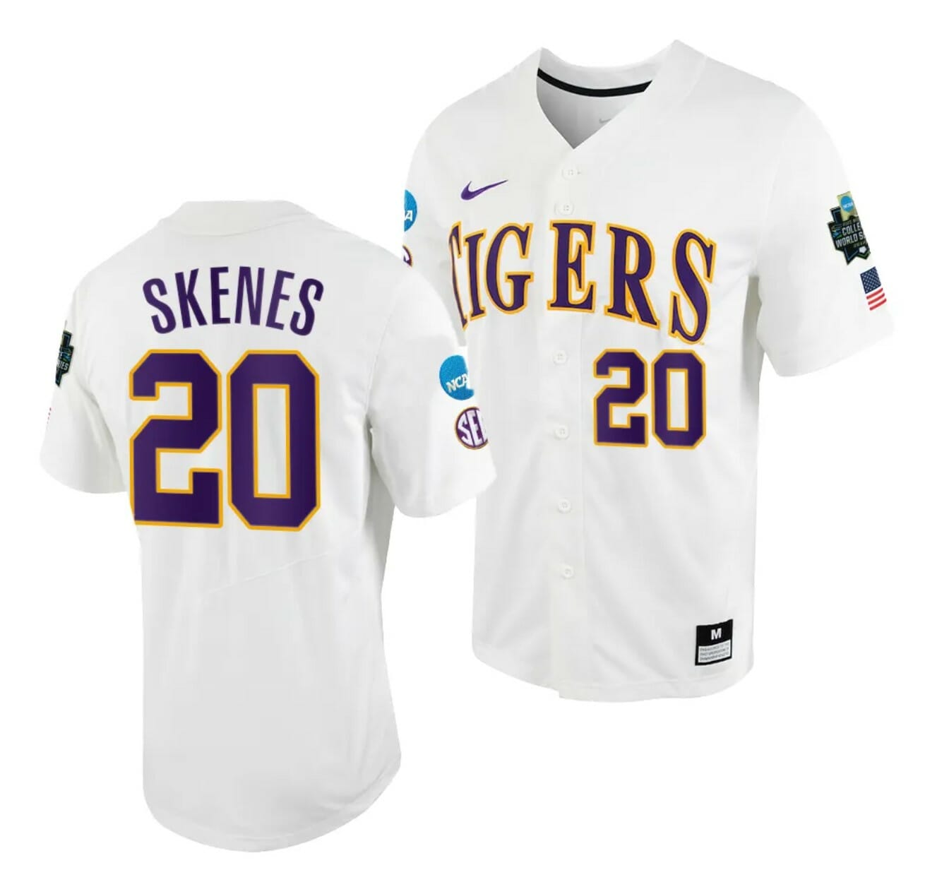 Paul Skenes Jersey LSU Tigers #20 White 2023 College World Series NCAA Baseball 1 Paul Skenes Jersey LSU Tigers #20 White 2023 College World Series NCAA Baseball