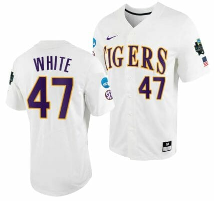 Tommy White Jersey LSU Tigers #47 White 2023 College World Series NCAA Baseball