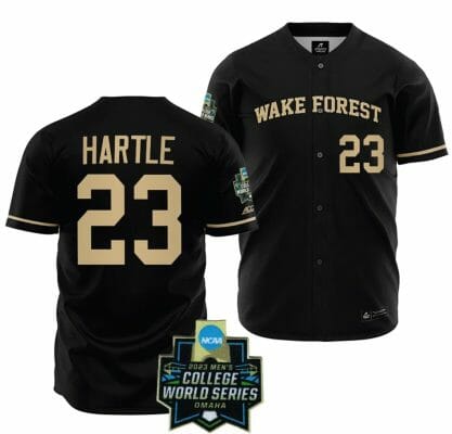 Wake Forest Demon Deacons Baseball Josh Hartle Jersey NCAA 2023 College World Series Black #23