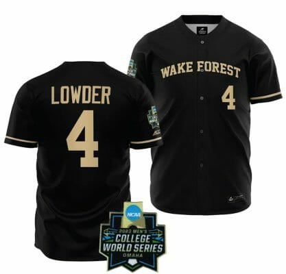 Wake Forest Demon Deacons Baseball Rhett Lowder Jersey NCAA 2023 College World Series Black #4