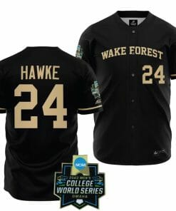 Wake Forest Demon Deacons Baseball Tommy Hawke Jersey NCAA 2023 College World Series Black #24