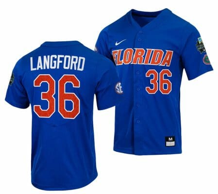 Wyatt Langford Jersey Florida Gators 2023 College World Series Royal #36 NCAA Baseball 6 Wyatt Langford Jersey Florida Gators 2023 College World Series Royal #36 NCAA Baseball