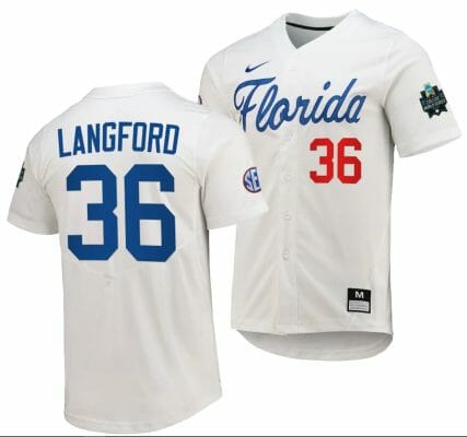 Wyatt Langford Jersey Florida Gators 2023 College World Series White #36 Replica NCAA Baseball
