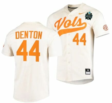 Zane Denton Jersey Tennessee Volunteers #44 Natural 2023 NCAA Baseball College World Series OMAHA 8